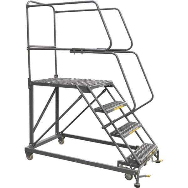 Ballymore - 76" 4 Step Single Entry Work Platform - Rolling Work Platform, 800 Lb Capacity, 40" Platform Height, 33" Base Width x 71" Base Depth, Grip Strut - All Tool & Supply