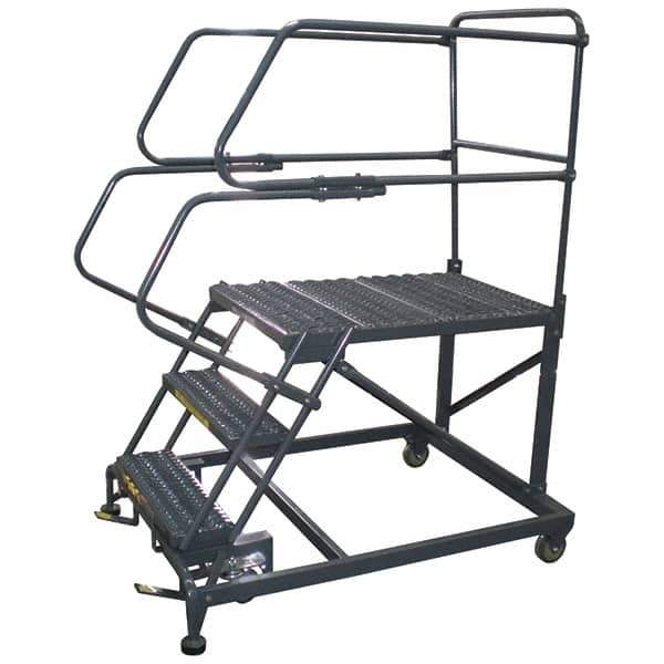 Ballymore - 66" 3 Step Single Entry Work Platform - Rolling Work Platform, 800 Lb Capacity, 30" Platform Height, 33" Base Width x 77" Base Depth, Grip Strut - All Tool & Supply