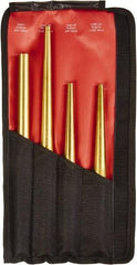 Mayhew - 4 Piece, 3/4 to 7/16", X-Long Punch - Round Shank, Brass, Comes in Kit Bag - All Tool & Supply