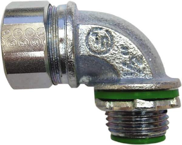 Anaconda Sealtite - 1" Trade, Zinc Plated Steel Threaded 45° Liquidtight Conduit Connector - Insulated - All Tool & Supply