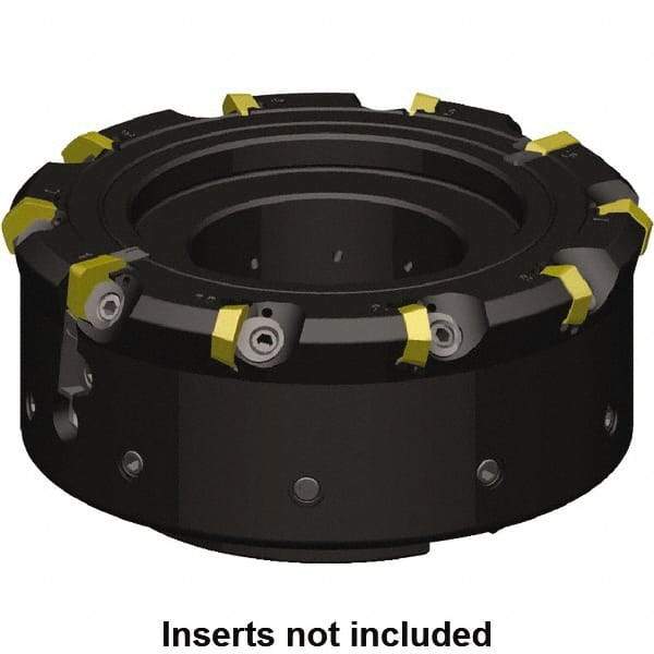 Kennametal - 8 Inserts, 80mm Cutter Diam, 1.09mm Max Depth of Cut, Indexable High-Feed Face Mill - 27mm Arbor Hole Diam, 49.97mm High, KCFM Toolholder, HDHN07008SR, SDHN1204ZZSN4W Inserts, Series KCFM - All Tool & Supply