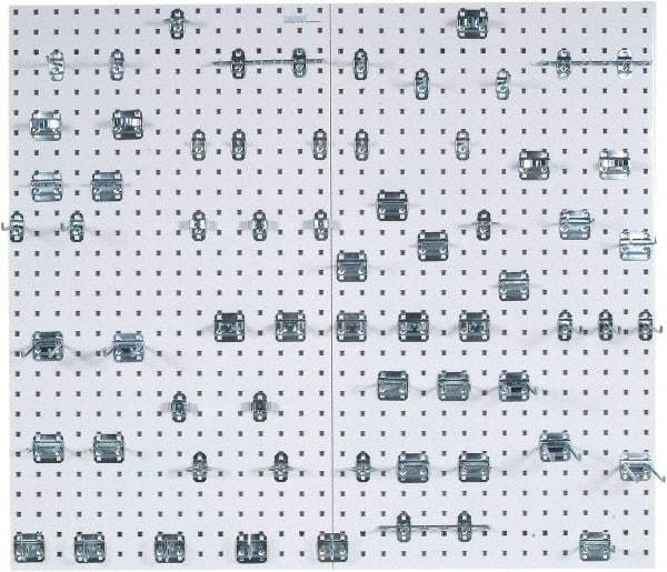 Triton - 24" Wide x 42-1/2" High Peg Board Kit - 2 Panels, 63 Hooks, Steel with Epoxy Coating, White - All Tool & Supply