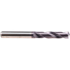 Emuge - 3.3mm 140° Spiral Flute Solid Carbide Screw Machine Drill Bit - TiAlN Finish, Right Hand Cut, 20mm Flute Length, 62mm OAL, Four Facet Point, Straight Shank - All Tool & Supply