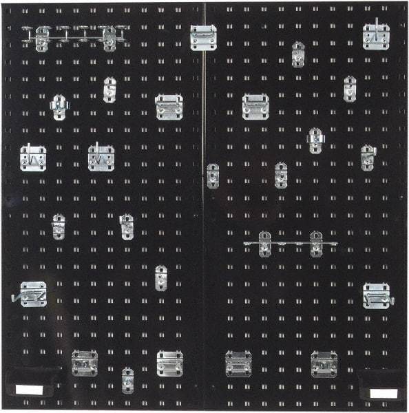 Triton - 18" Wide x 36" High Peg Board Kit - 2 Panels, 28 Hooks, Steel with Epoxy Coating, Black - All Tool & Supply