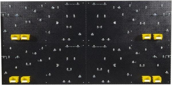 Triton - 24" Wide x 48" High Peg Board Kit - 4 Panels, 96 Hooks, Polyethylene, Black - All Tool & Supply