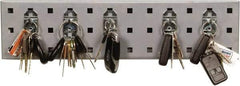 Triton - 4-1/2" Wide x 18" High Peg Board Strip - 1 Panel, 5 Hooks, Steel with Epoxy Coating, Silver - All Tool & Supply