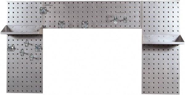 Triton - 30" Wide x 55" High Peg Board Strip - 3 Panels, 9 Hooks, Steel with Epoxy Coating, Silver - All Tool & Supply