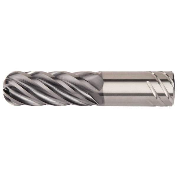 Kennametal - 1", 6 Flute, Single End, Solid Carbide, 0.12" Corner Radius End Mill - 5-1/2" OAL, 38° Helix, Right Hand Flute, 2-1/2" LOC, Right Hand Cut - All Tool & Supply