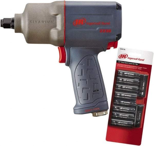 Ingersoll-Rand - 1/2" Drive, 8,500 RPM, 930 Ft/Lb Torque Impact Wrench Set - Pistol Grip Handle, 1,220 IPM, 90 psi, 1/4" NPT Inlet - All Tool & Supply