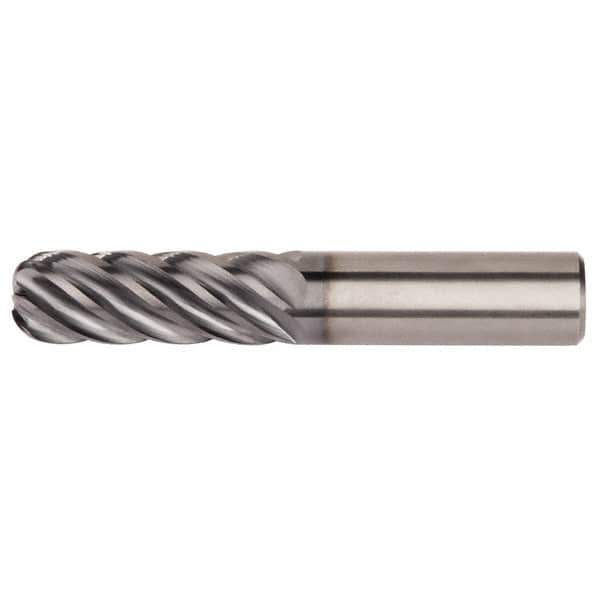 Kennametal - 1/2", 6 Flute, Single End, Solid Carbide, 0.12" Corner Radius End Mill - 3" OAL, 38° Helix, Right Hand Flute, 1" LOC, Right Hand Cut - All Tool & Supply