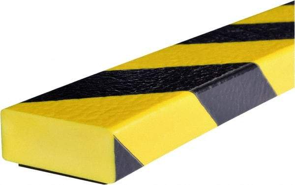 PRO-SAFE - 39" Long, Polyurethane Foam Type D Surface Guard - Black/Yellow, 1" High x 2" Wide Side - All Tool & Supply