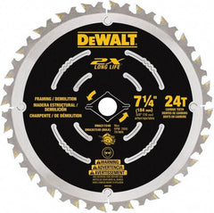 DeWALT - 7-1/4" Diam, 15.88mm Arbor Hole Diam, 48 Tooth Wet & Dry Cut Saw Blade - Steel, Framing Action, Standard Round Arbor - All Tool & Supply