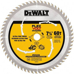 DeWALT - 7-1/4" Diam, 15.88mm Arbor Hole Diam, 60 Tooth Wet & Dry Cut Saw Blade - Steel, Smooth Action, Standard Round Arbor - All Tool & Supply