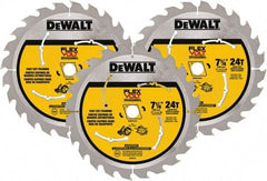 DeWALT - 7-1/4" Diam, 15.88mm Arbor Hole Diam, 24 Tooth Wet & Dry Cut Saw Blade - Steel, Smooth Action, Standard Round Arbor - All Tool & Supply