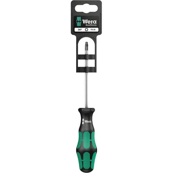 Wera - T10 Torx Driver - 3-1/8" Blade Length, 12-13/64" OAL, Ergonomic Handle, Chrome Plated Steel - All Tool & Supply