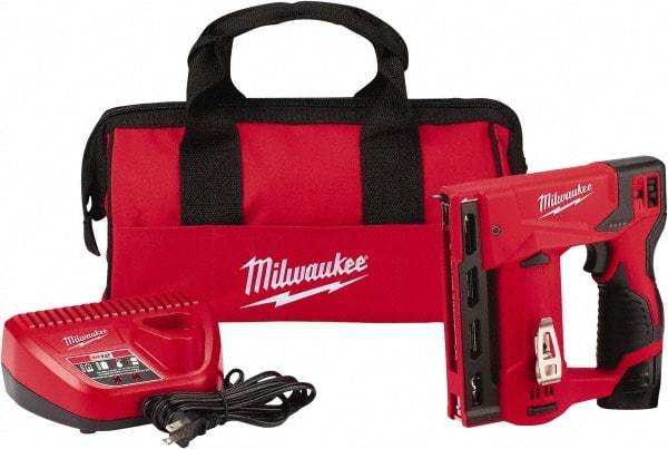 Milwaukee Tool - Battery Crown Stapler - 3/8" Staples, Red & Black - All Tool & Supply