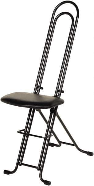 Vestil - 12-3/4" Wide x 19-3/8" Deep x 18-1/2" & 33" High, Steel Folding Chair with 1" Padded Seat - Black - All Tool & Supply