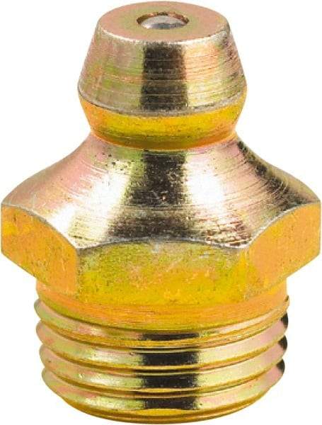 lumax - Straight Head Angle, M10x1 Metric Steel Grease Fitting Adapter - 11mm Hex, 0.63" Overall Height, 1/4" Shank Length - All Tool & Supply