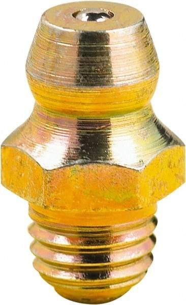 lumax - Straight Head Angle, M8x1 Metric Steel Grease Fitting Adapter - 9mm Hex, 0.63" Overall Height, 1/4" Shank Length - All Tool & Supply