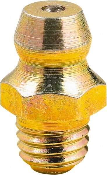 lumax - Straight Head Angle, M6x1 Metric Steel Grease Fitting Adapter - 7mm Hex, 0.6" Overall Height, 1/4" Shank Length - All Tool & Supply