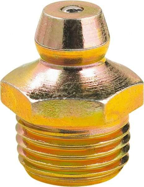 lumax - Straight Head Angle, 1/8 PTF Steel Grease Fitting Adapter - 7/16" Hex, 0.63" Overall Height, 0.28" Shank Length - All Tool & Supply