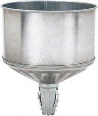 lumax - 256 oz Capacity Steel Funnel - 9-1/2" Mouth OD, 1-1/4" Tip OD, 3-3/4" Straight Spout, Silver - All Tool & Supply