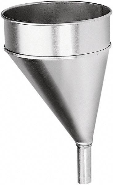 lumax - 204 oz Capacity Steel Funnel - 8-1/2" Mouth OD, 1-1/8" Tip OD, 3-1/4" Straight Spout, Silver - All Tool & Supply