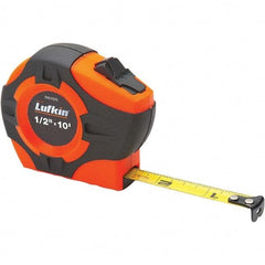 Lufkin - 12' x 1/2" Yellow Steel Blade Tape Measure - 1/16" Graduation, High-Visibility Orange ABS Rubber Grip Case - All Tool & Supply