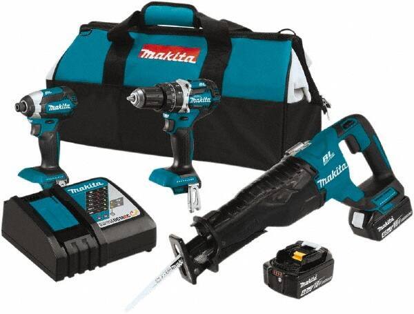 Makita - 18 Volt Cordless Tool Combination Kit - Includes Hammer Drill, Impact Driver & Circular Saw, Lithium-Ion Battery Included - All Tool & Supply