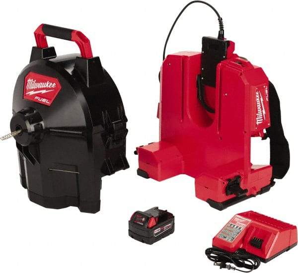 Milwaukee Tool - 18V Battery Battery Drain Cleaning Machine - For 1-1/4" to 4" Pipe, 75' Cable - All Tool & Supply