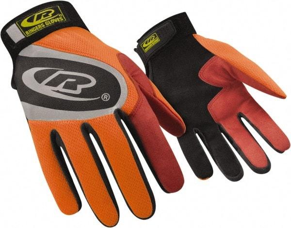 Ringers Gloves - Size 3XL (13) Synthetic Blend Work Gloves - For General Purpose, Uncoated, Hook & Loop Cuff, Orange/Red/Black, Paired - All Tool & Supply