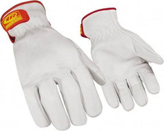 Ringers Gloves - Size S (8), ANSI Cut Lvl 3, Goatskin Leather Cut Resistant Gloves - Hook & Loop Cuff, White, Paired - All Tool & Supply