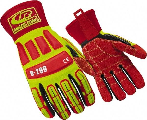 Ringers Gloves - Size 2XL (12), ANSI Cut Lvl 4, Cut & Puncture Resistant Gloves - Open Cuff, Hi-Vis Yellow/Red/Black, Paired - All Tool & Supply