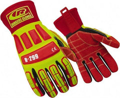 Ringers Gloves - Size S (8), ANSI Cut Lvl 4, Cut & Puncture Resistant Gloves - Open Cuff, Hi-Vis Yellow/Red/Black, Paired - All Tool & Supply