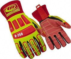 Ringers Gloves - Size M (9), ANSI Cut Lvl 5, Cut & Puncture Resistant Gloves - Open Cuff, Hi-Vis Yellow/Red/Black, Paired - All Tool & Supply