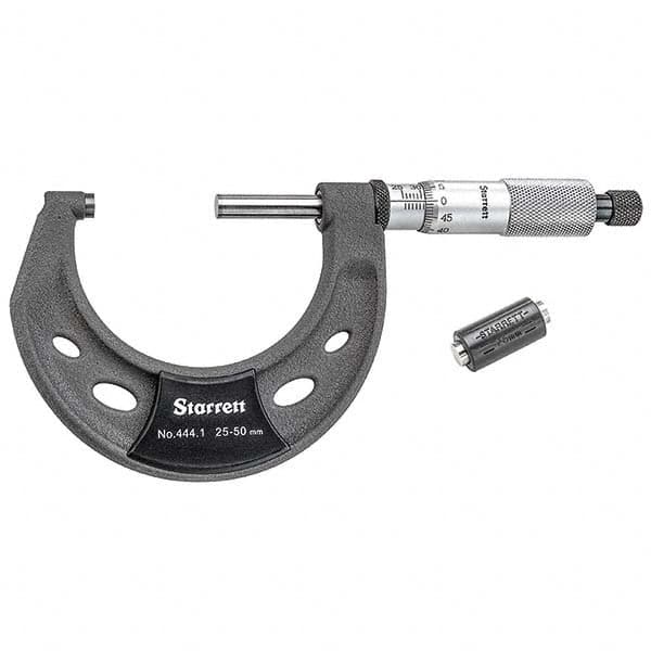 Starrett - Mechanical Outside Micrometers Minimum Measurement (mm): 25.00 Maximum Measurement (mm): 50.00 - All Tool & Supply