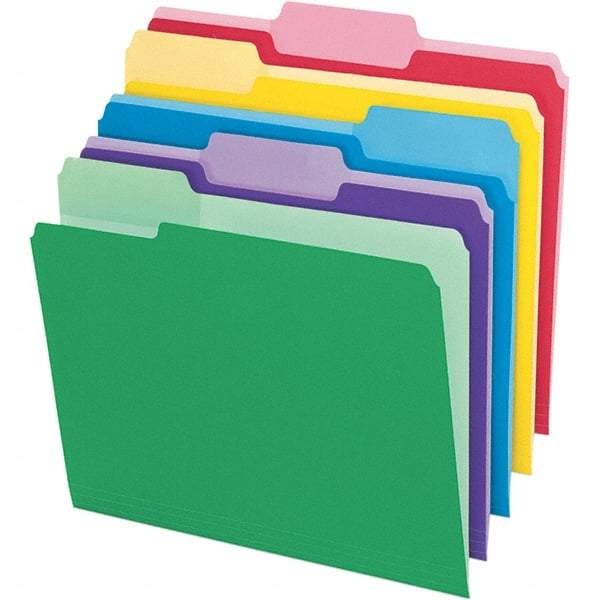 Pendaflex - 11-5/8 x 9-1/2", Letter Size, Assorted Colors, File Folders with Top Tab - 11 Point Stock, Assorted Tab Cut Location - All Tool & Supply