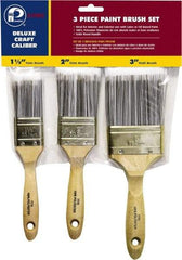 Premier Paint Roller - 1-1/2, 2 & 3" Flat Polyester General Purpose Paint Brush Set - 2-1/4 & 2-1/2 & 3" Bristle Length, 6 & 6-1/2" Wood Beavertail Handle - All Tool & Supply