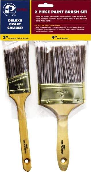 Premier Paint Roller - 2 & 4" Angle/Flat Polyester General Purpose Paint Brush Set - 2-1/2 & 3-1/2" Bristle Length, 6 & 6-1/2" Wood Sash & Beavertail Handle - All Tool & Supply