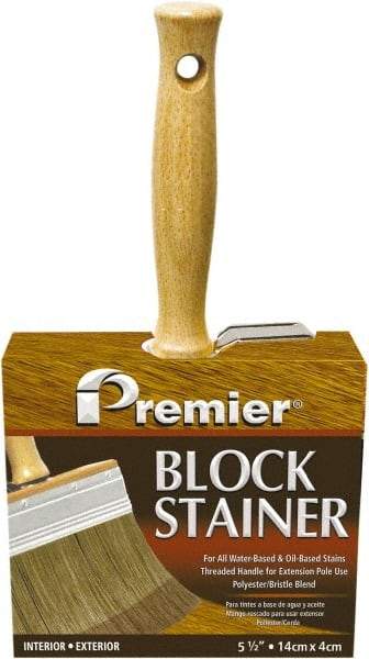 Premier Paint Roller - 6" Flat Polyester/Natural Stainer Brush - 3-1/4" Bristle Length, 5-1/4" Wood Threaded Wood Handle - All Tool & Supply