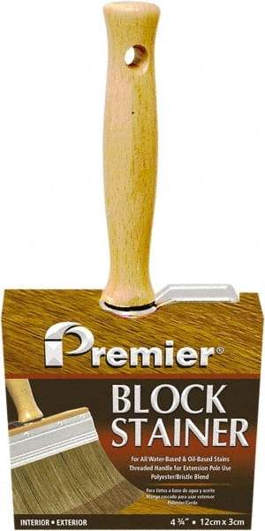 Premier Paint Roller - 5" Flat Polyester/Natural Stainer Brush - 3" Bristle Length, 5-1/4" Wood Threaded Wood Handle - All Tool & Supply