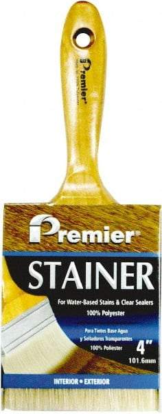 Premier Paint Roller - 4" Flat Polyester Stainer Brush - 3" Bristle Length, 6-1/2" Wood Beavertail Handle - All Tool & Supply