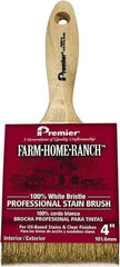 Premier Paint Roller - 4" Flat White China Bristle Stainer Brush - 2-5/8" Bristle Length, 6" Wood Beavertail Handle - All Tool & Supply