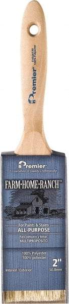 Premier Paint Roller - 2" Flat Polyester General Purpose Paint Brush - 2-1/2" Bristle Length, 5-1/2" Wood Beavertail Handle - All Tool & Supply