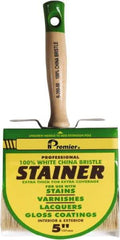 Premier Paint Roller - 5" Flat White China Bristle Stainer Brush - 3" Bristle Length, 5-1/4" Wood Threaded Wood Handle - All Tool & Supply