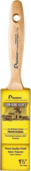 Premier Paint Roller - 1-1/2" Flat Nylon/Polyester General Purpose Paint Brush - 2-1/2" Bristle Length, 4-3/4" Wood Beavertail Handle - All Tool & Supply