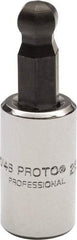 Proto - 1/4" Drive, 1/4" Hex Bit Socket - 1-1/2" OAL, 1.047" Bit Length, Ball End - All Tool & Supply