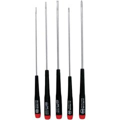 Wiha - 5 Piece Slotted & Phillips Screwdriver Set - Bit Sizes: Philips #0 & #1, Comes in Vinyl Pouch - All Tool & Supply