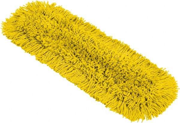 Rubbermaid - 25-1/4" Long x 5-1/2" Wide Cotton Blend Dust Mop Pad - Hook & Loop, Yellow, Rectangular Head, Launderable - All Tool & Supply