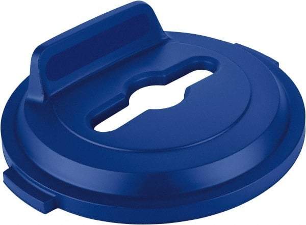 Rubbermaid - Round Lid for Use with 32 Gal Round Recycle Containers - Blue, Polyethylene, For Brute Trash Cans - All Tool & Supply